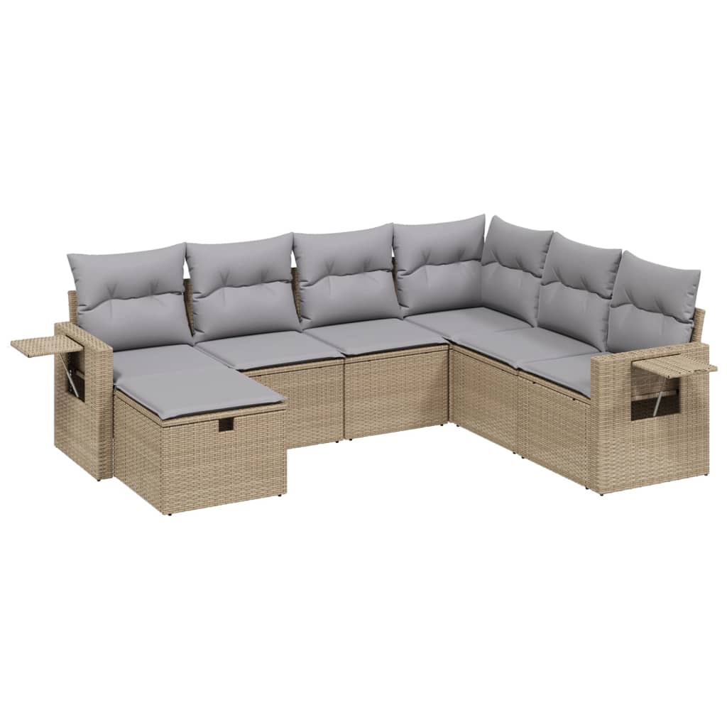 Set Divano da Giardino 7 pz con Cuscini Beige Misto Polyrattan - homemem39
