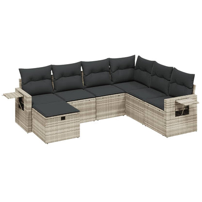Set Divani da Giardino 7pz con Cuscini Grigio Chiaro Polyrattan - homemem39