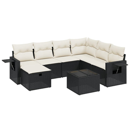 Set Divani da Giardino con Cuscini 8 pz Nero in Polyrattan | homemem39