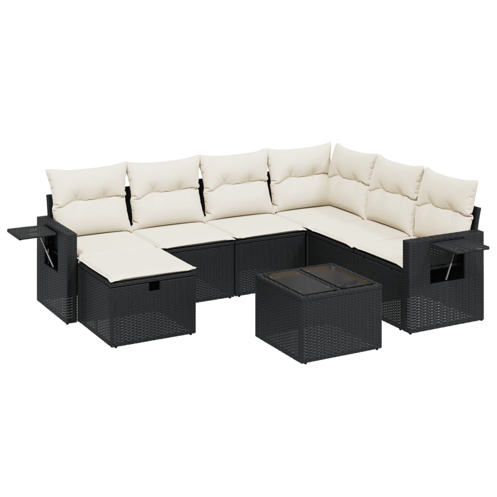 Set Divani da Giardino con Cuscini 8 pz Nero in Polyrattan - homemem39