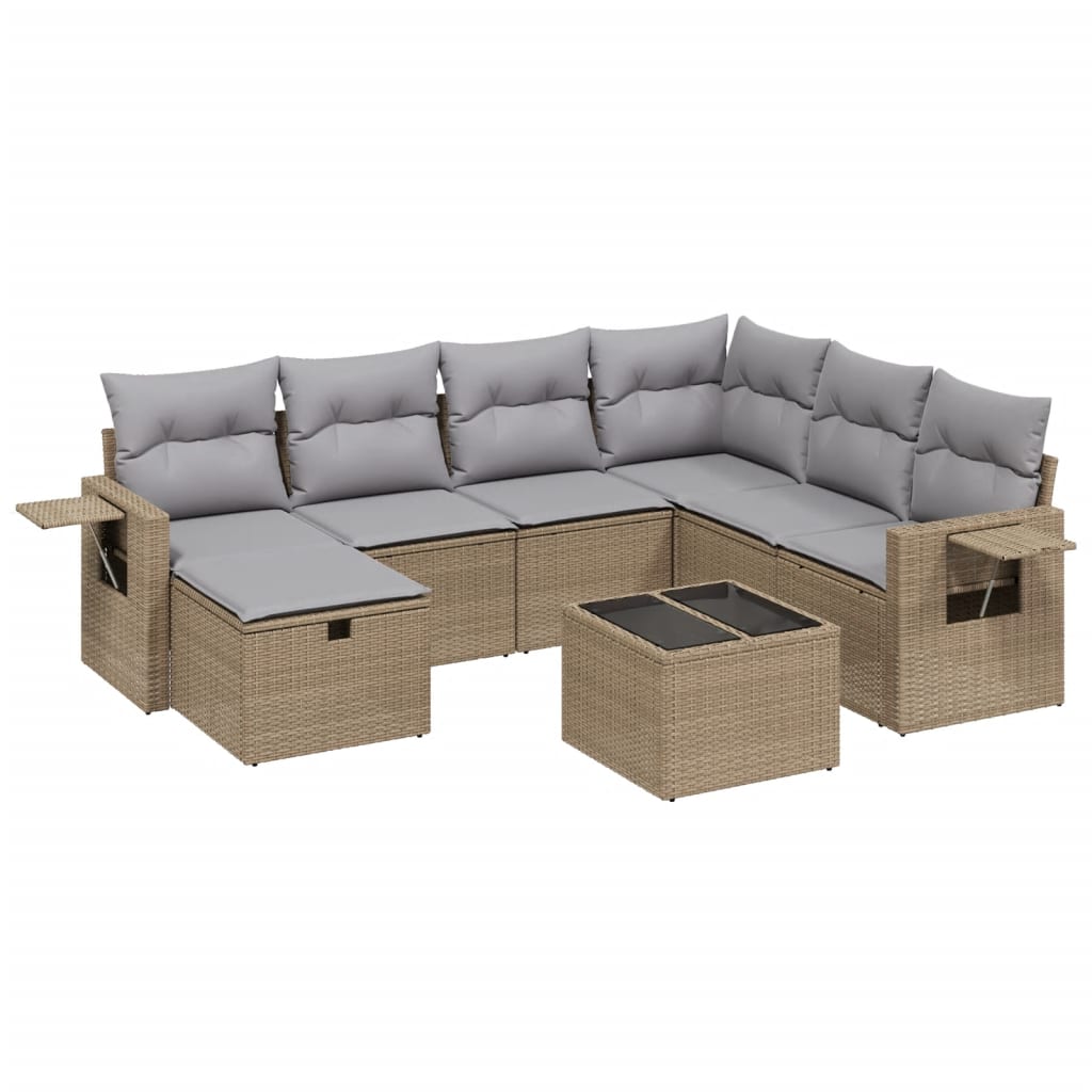 Set Divano da Giardino 8 pz con Cuscini Beige Misto Polyrattan - homemem39