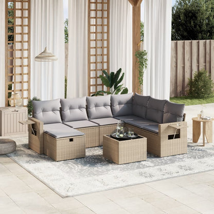 Set Divano da Giardino 8 pz con Cuscini Beige Misto Polyrattan - homemem39