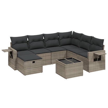 Set Divano da Giardino 8 pz con Cuscini Grigio in Polyrattan | homemem39