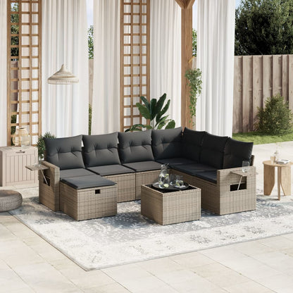 Set Divano da Giardino 8 pz con Cuscini Grigio in Polyrattan | homemem39