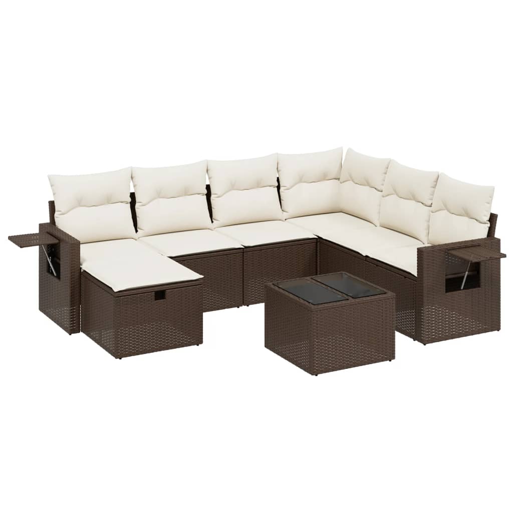 Set Divani da Giardino 8 pz con Cuscini Marrone in Polyrattan - homemem39