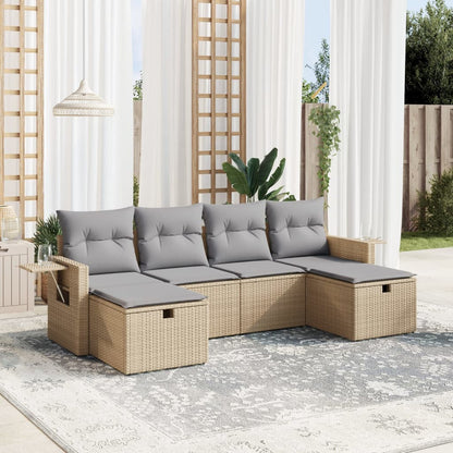 Set Divano da Giardino 6 pz con Cuscini Beige Misto Polyrattan - homemem39