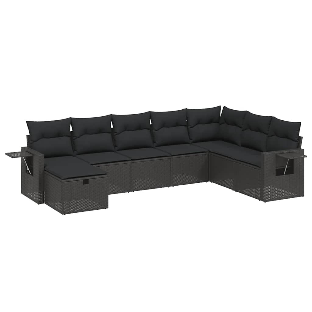 Set Divani da Giardino con Cuscini 8 pz Nero in Polyrattan | homemem39