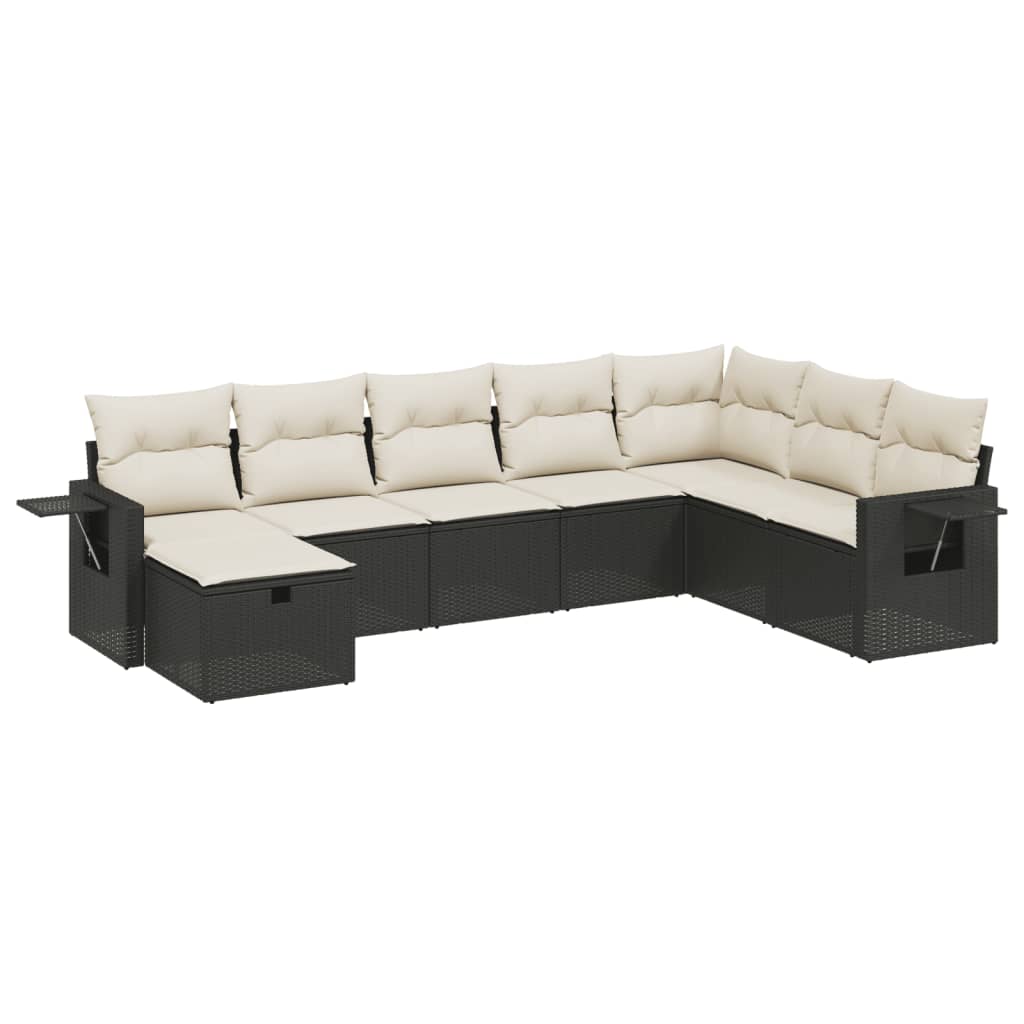 Set Divani da Giardino con Cuscini 8 pz Nero in Polyrattan - homemem39