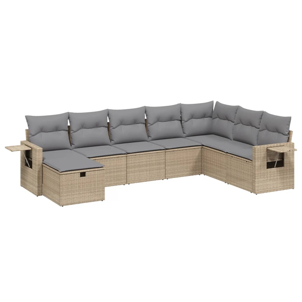 Set Divano da Giardino 8 pz con Cuscini Beige Misto Polyrattan - homemem39