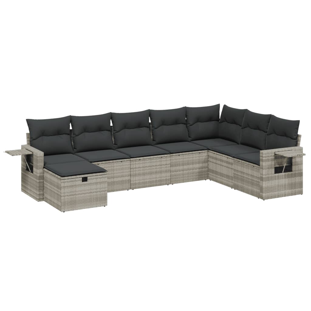 Set Divano da Giardino 8pz con Cuscini Grigio Chiaro Polyrattan - homemem39