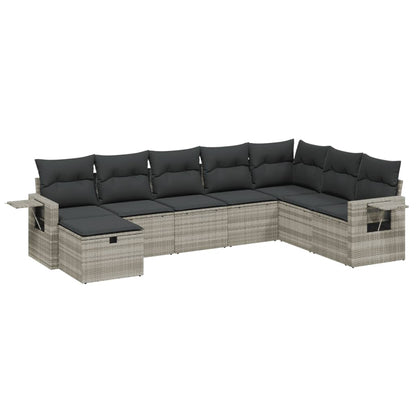 Set Divano da Giardino 8pz con Cuscini Grigio Chiaro Polyrattan - homemem39