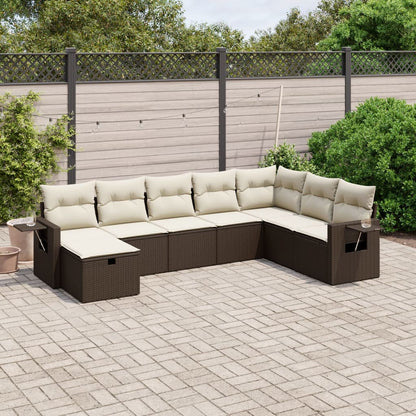 Set Divani da Giardino 8 pz con Cuscini Marrone in Polyrattan - homemem39