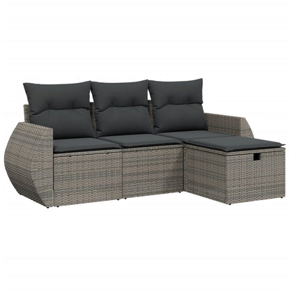 Set Divani da Giardino 4 pz con Cuscini in Polyrattan Grigio | homemem39