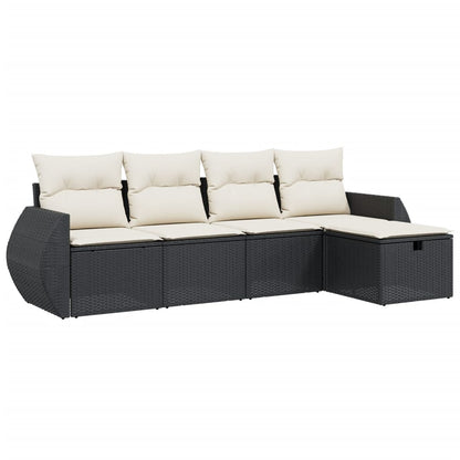 Set Divani da Giardino 5 pz con Cuscini in Polyrattan Nero - homemem39