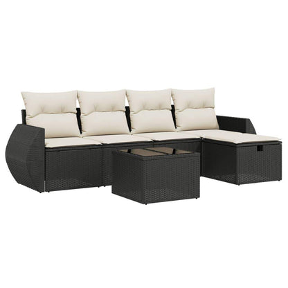 Set Divano da Giardino 6 pz con Cuscini Nero in Polyrattan - homemem39