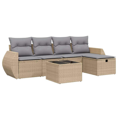 Set Divano da Giardino 6 pz con Cuscini Beige Misto Polyrattan - homemem39