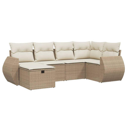 Set Divano da Giardino 6 pz con Cuscini Beige in Polyrattan - homemem39