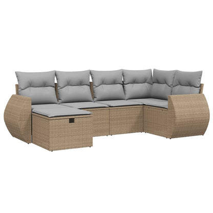 Set Divano da Giardino 6 pz con Cuscini Beige Misto Polyrattan - homemem39