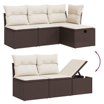 Set Divano da Giardino 6 pz con Cuscini Marrone in Polyrattan - homemem39