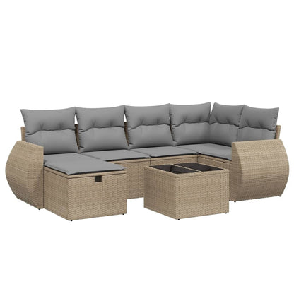 Set Divano da Giardino 7 pz con Cuscini Beige Misto Polyrattan - homemem39