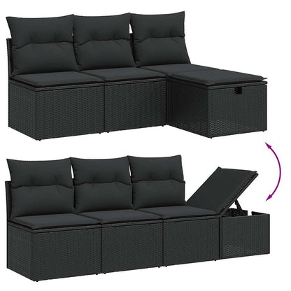 Set Divani da Giardino con Cuscini 7pz Nero Polyrattan | homemem39