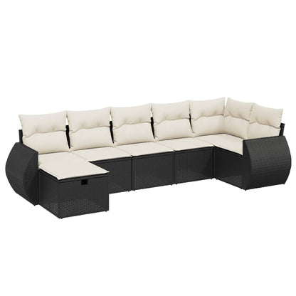Set Divani da Giardino con Cuscini 7pz Nero Polyrattan - homemem39