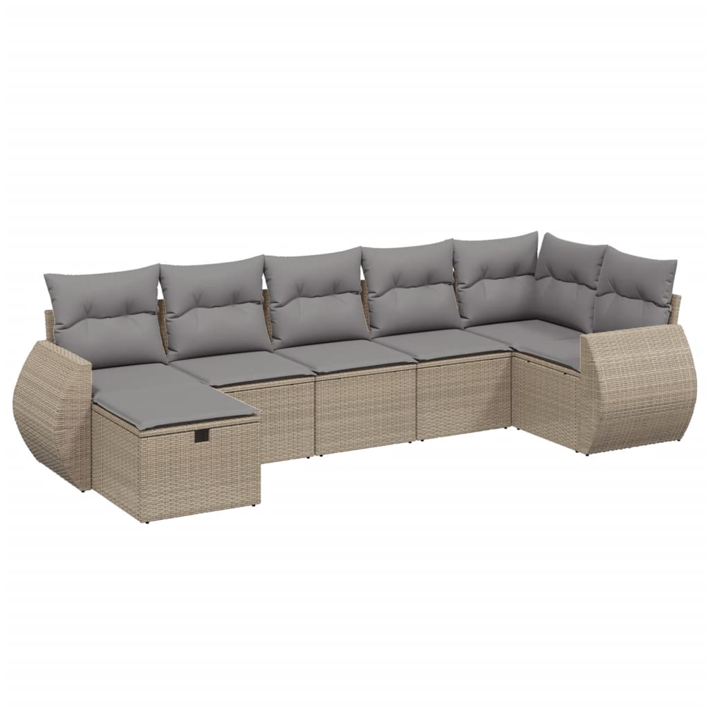 Set Divano da Giardino 7 pz con Cuscini Beige Misto Polyrattan - homemem39