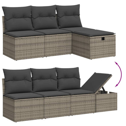 Set Divani da Giardino 7 pz con Cuscini Grigio in Polyrattan | homemem39