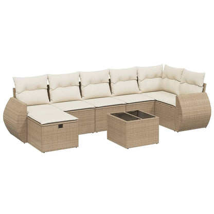 Set Divano da Giardino 8 pz con Cuscini Beige in Polyrattan | homemem39