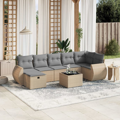 Set Divano da Giardino 8 pz con Cuscini Beige Misto Polyrattan - homemem39