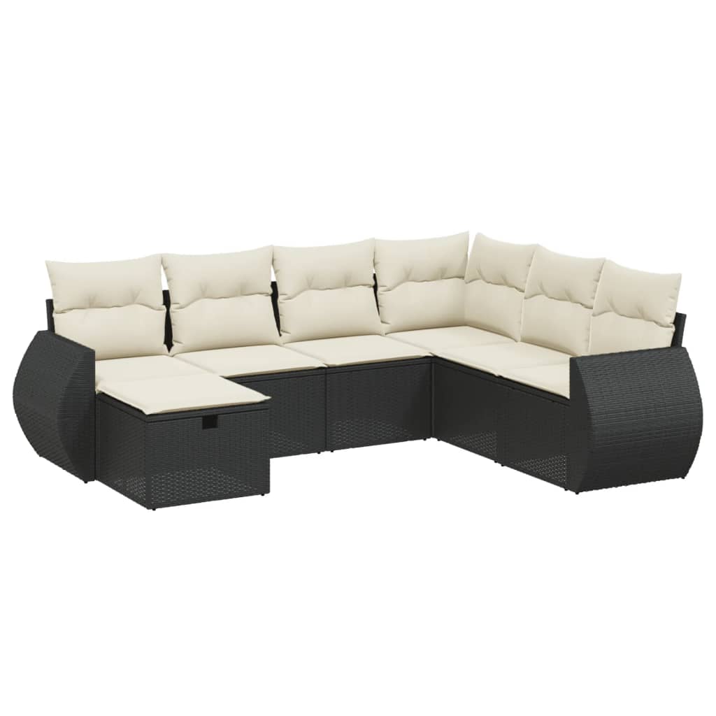 Set Divani da Giardino con Cuscini 7pz Nero Polyrattan - homemem39