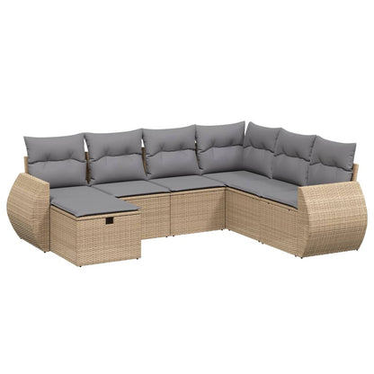 Set Divano da Giardino 7 pz con Cuscini Beige Misto Polyrattan - homemem39