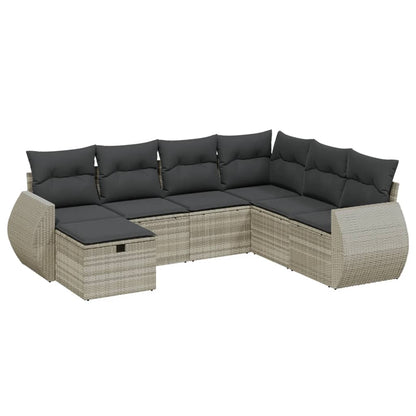 Set Divani da Giardino 7pz con Cuscini Grigio Chiaro Polyrattan - homemem39
