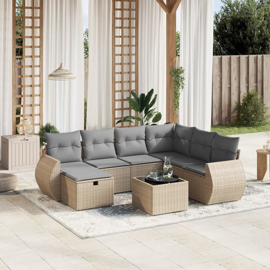 Set Divano da Giardino 8 pz con Cuscini Beige Misto Polyrattan - homemem39