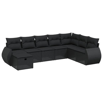 Set Divani da Giardino con Cuscini 8 pz Nero in Polyrattan