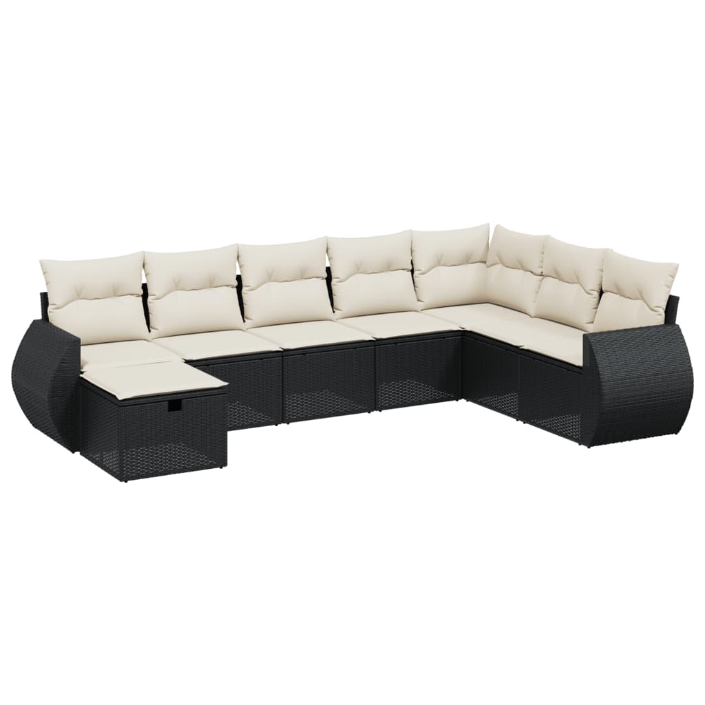 Set Divani da Giardino con Cuscini 8 pz Nero in Polyrattan - homemem39