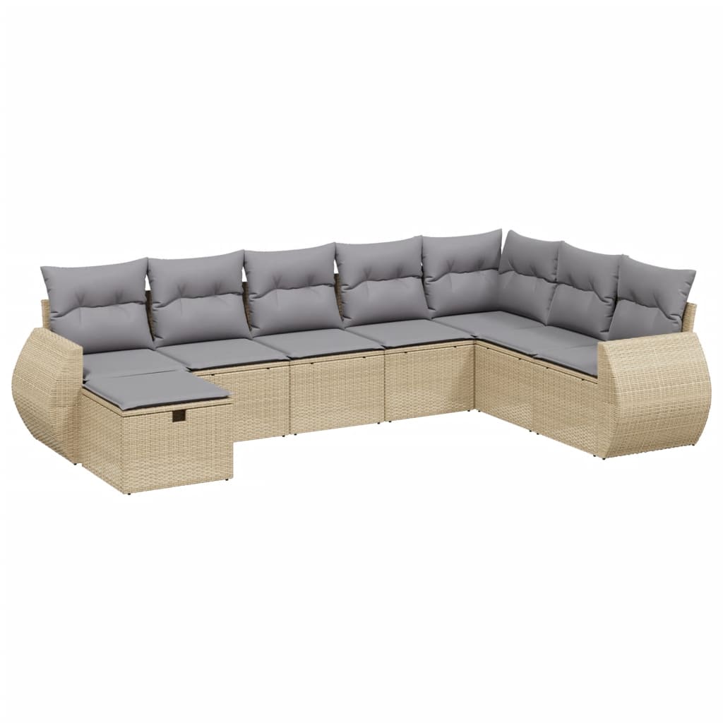 Set Divano da Giardino 8 pz con Cuscini Beige Misto Polyrattan - homemem39