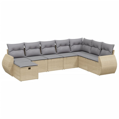 Set Divano da Giardino 8 pz con Cuscini Beige Misto Polyrattan - homemem39
