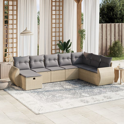 Set Divano da Giardino 8 pz con Cuscini Beige Misto Polyrattan - homemem39