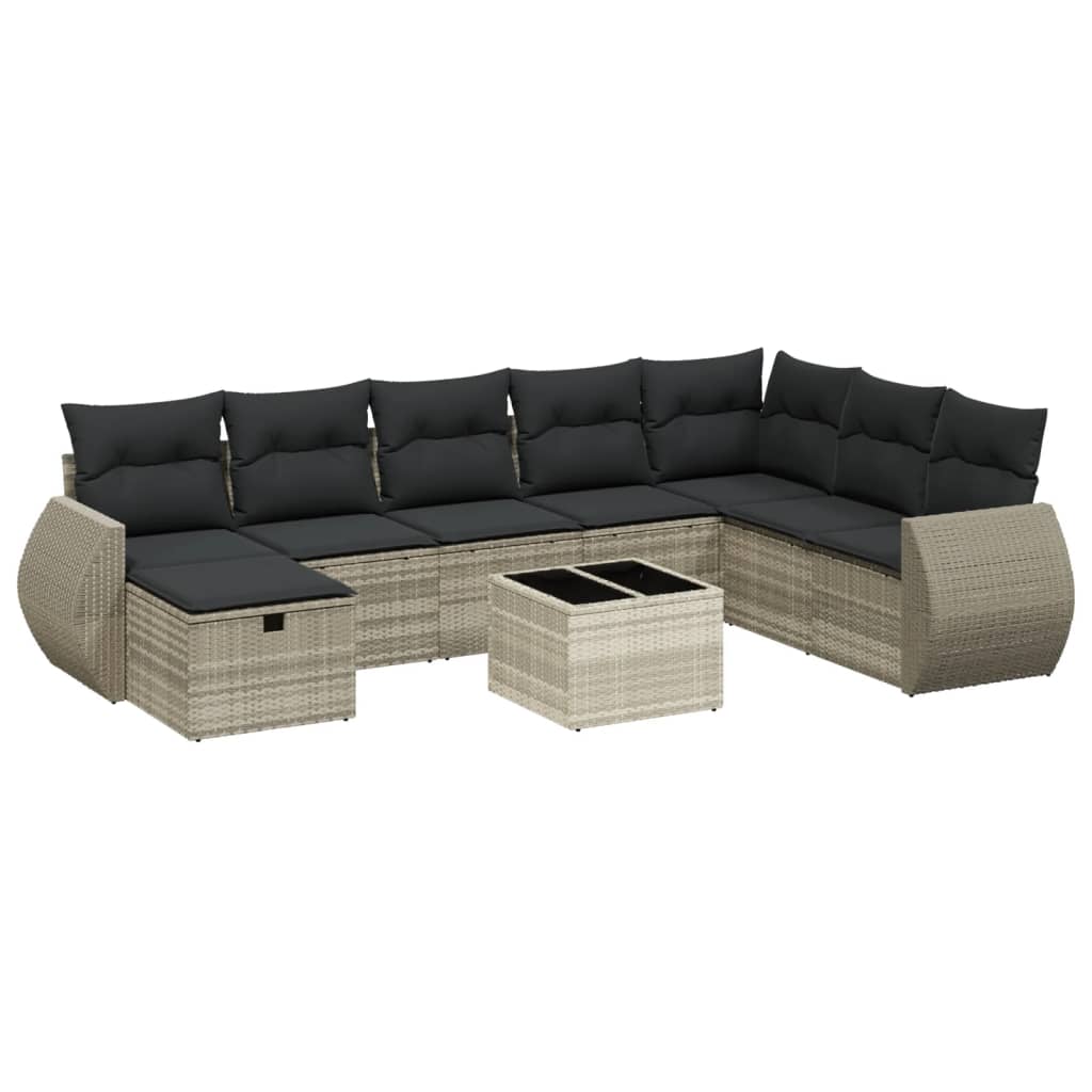 Set Divano da Giardino 8pz con Cuscini Grigio Chiaro Polyrattan - homemem39