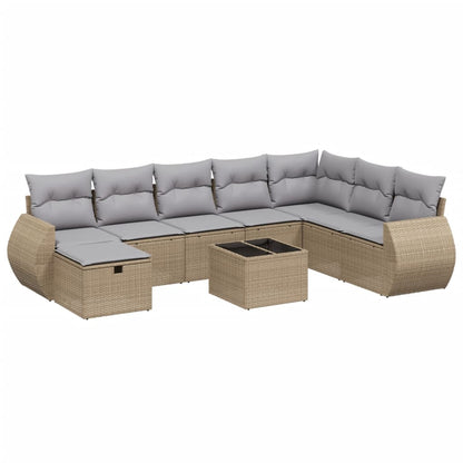Set Divano da Giardino 9 pz con Cuscini Beige Misto Polyrattan - homemem39