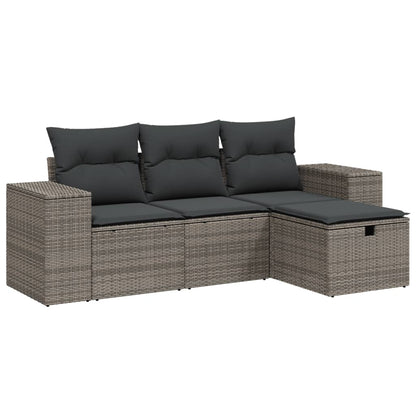 Set Divani da Giardino 4 pz con Cuscini in Polyrattan Grigio | homemem39