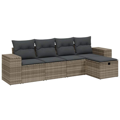Set Divano da Giardino 5pz con Cuscini Grigio Chiaro Polyrattan - homemem39
