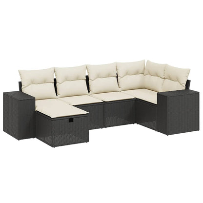 Set Divano da Giardino 6 pz con Cuscini Nero in Polyrattan - homemem39
