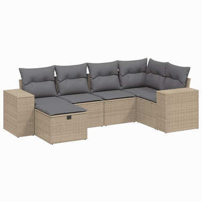 Set Divano da Giardino 6 pz con Cuscini Beige Misto Polyrattan - homemem39