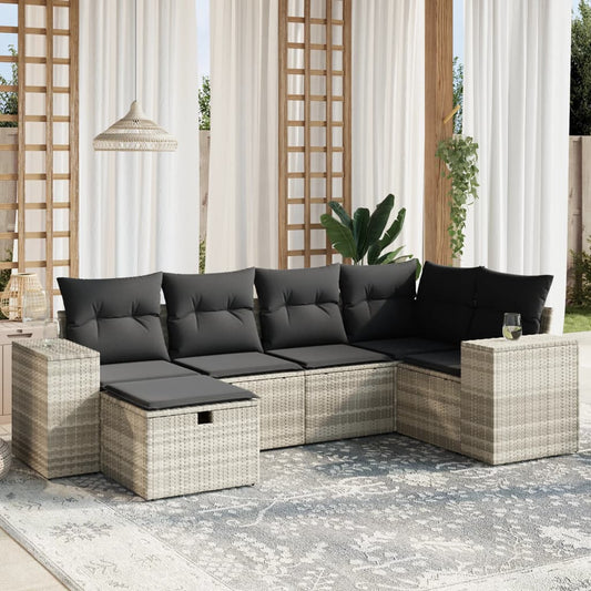 Set Divano da Giardino 6pz con Cuscini Grigio Chiaro Polyrattan - homemem39