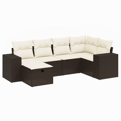 Set Divano da Giardino 6 pz con Cuscini Marrone in Polyrattan - homemem39