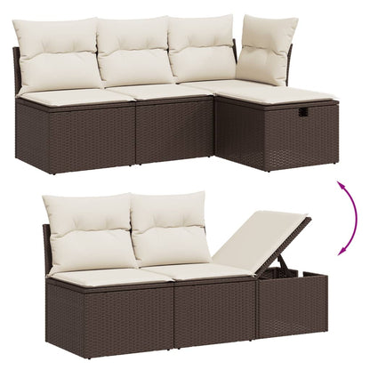 Set Divano da Giardino 6 pz con Cuscini Marrone in Polyrattan - homemem39