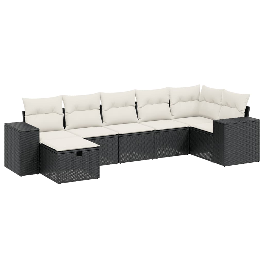 Set Divani da Giardino con Cuscini 7pz Nero Polyrattan - homemem39