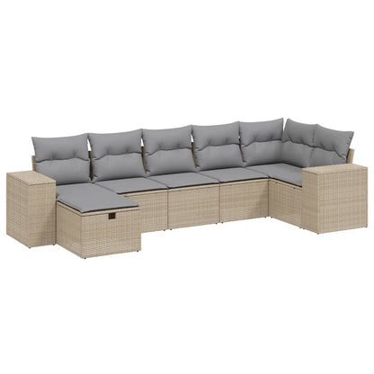 Set Divano da Giardino 7 pz con Cuscini Beige Misto Polyrattan - homemem39